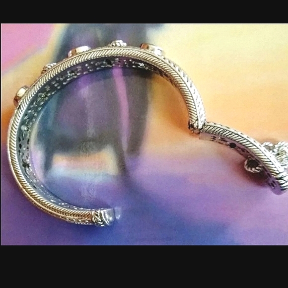 J Ripka Hinged SSilver Prasiolite Citrine Bracelet - Picture 7 of 7